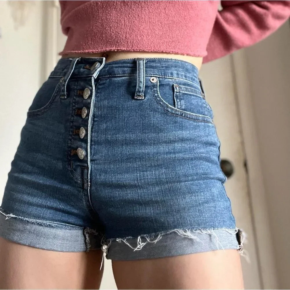Madewell High Rise Denim Shorts Button Fly